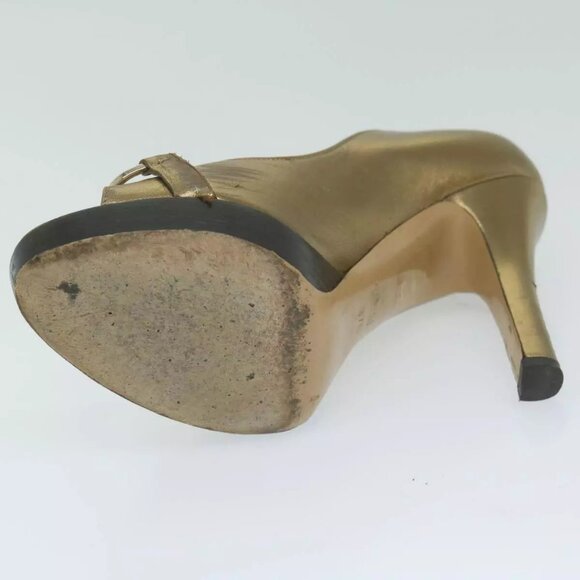 GUCCI High Heels Leather 37 Gold Tone Aut - Picture 4 of 16